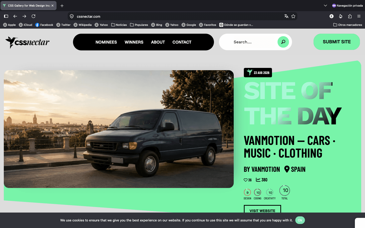 CSS Nectar Website of the Day Winner 2026 VANMOTION