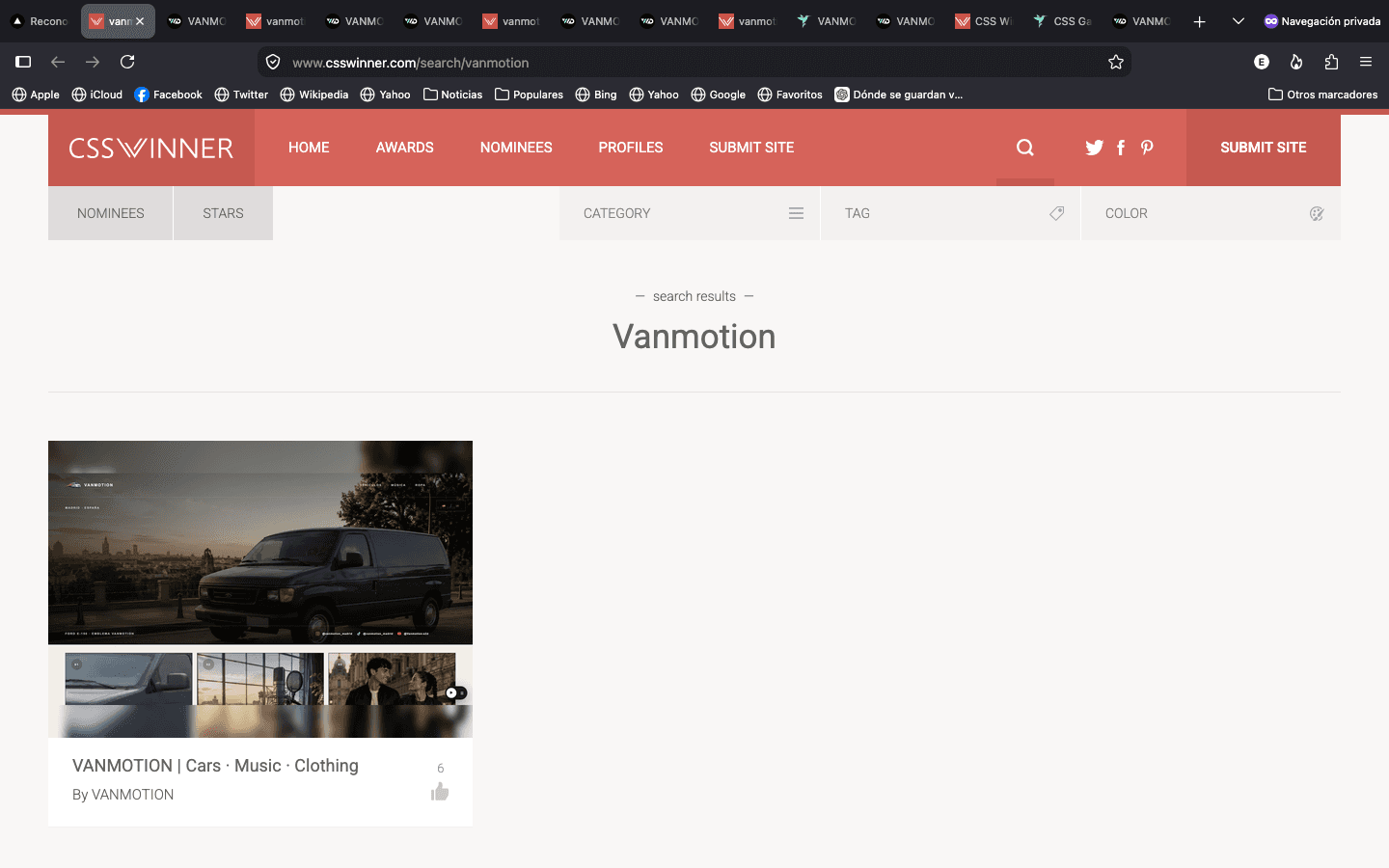 CSS Winner Site of the Day Nominee 2026 VANMOTION